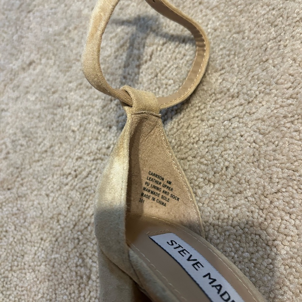 Steve Madden Leather Beige Suede Block Heel Sandals with Ankle Buckle *see pics* - Picture 7 of 7